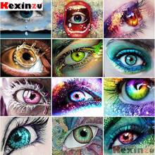 Pintura de diamante kexinzu, completo, quadrado, bordado, olhos multicoloridos, 5d, diy, mosaico, presente, ponto cruz, decoração de casa 2024 - compre barato