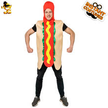 Mens Cosplay Hot Dog Costume with Halloween Unisex Set Fancy Dress Up Food Jumpsuit Funny Christmas Costumes for Adults 2024 - buy cheap