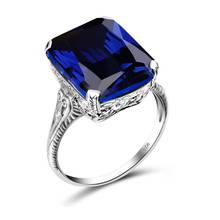 Szjinao anel safira para mulheres, prata esterlina 925, casamento, noivado, prateado 925, joia fina, clássica com pedras preciosas 2024 - compre barato