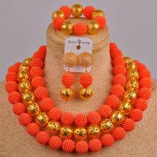 Набор ювелирных изделий из Оранжевого Искусственного Жемчуга, ожерелье в африканском стиле с нигерийскими бусинами FZZ46 2024 - купить недорого