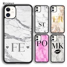 Krajews MARBLE INITIALS NAME PERSONALISED CUSTOM Phone Case For iPhone 6 7 8 plus X XR XS 11 12 13 pro max Samsung Galaxy S9 S10 2024 - buy cheap