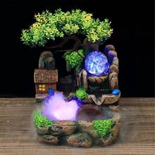 Led Lights Resin Rockery Flowing Water Fountain Lucky Feng Shui Wheel Office Desktop Ornaments With Nebulizer Home Decoration 2024 - buy cheap