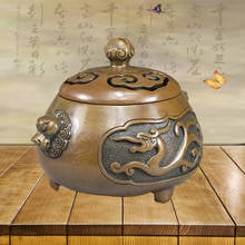 Pure Copper Sandalwood Burner With Lid Antique Brass Incense Burner Home Decoration Craft Coil Incense Copper Incense Burner 2024 - buy cheap