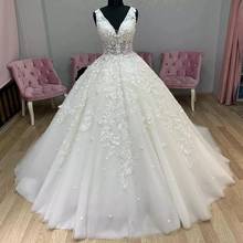 ANGELSBRIDEP V-Neck Ball Gown Wedding Dresses Vestido De Noiva Sexy See-Though Bodice Court Train Formal Bride Wedding Gowns HOT 2024 - buy cheap