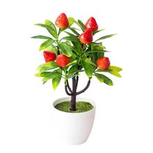 Artificial Small Fruit Tree Potted Fake Apple Peach Strawberry Plant Bonsai Accessories Office Hotel Home Garden Ornaments Decor 2024 - buy cheap