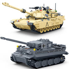 GUDI 1467pcs Military German King Tiger I Tank M1A2 ABRAMS MBT Tank Building Blocks Bricks DIY Kid Educational Toys for Children 2024 - buy cheap