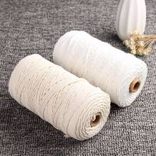 Cordón de algodón blanco duradero, 200m, Beige Natural, trenzado, artesanía, cuerda de macramé, bricolaje, hecho a mano, suministro decorativo para el hogar, 3mm 2024 - compra barato