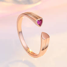 Модное обручальное кольцо с цирконом, женское роскошное Открытое кольцо с кристаллом в виде любовного сердца, обручальные кольца цвета розового золота и серебра для женщин 2024 - купить недорого