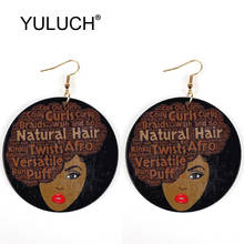 YULUCH Ethnic African Style Big Earrings Female Fashion Jewelry Round Wood Printed Printing Long Dangle Earrings For Lady Party 2024 - buy cheap