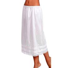 Falda por debajo de la rodilla para mujer, falda de retazos de encaje con cintura elástica de Color liso 2024 - compra barato