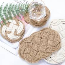 Handmade Woven Cotton Thread Jute Table Mat Non-Slip Dining Table Placemat Rattan Insulation Cup Coaster Home Dinner Decorations 2024 - buy cheap