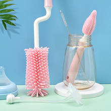 Escova para chupeta de bebê de silicone, conjunto de escovas de limpeza de mamilos com rotação de 360 graus, para regar suave produto alimentar 2024 - compre barato
