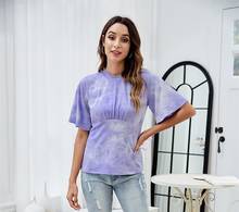 Women T shirt Purple Tie Dye Tops Lady Casual Tees Loose O Neck Short Sleeve Summer T-shirt 2024 - buy cheap