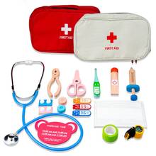 Kit de primeros auxilios de madera de simulación, herramienta para niños, juego de simulación, juguete educativo para médicos 2024 - compra barato