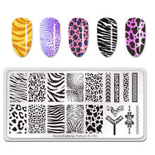 Plantillas de acero inoxidable con estampado de Tigre, cebra, leopardo, Animal, BeautyBigBang, arte de uñas, XL-001 de textura 2024 - compra barato