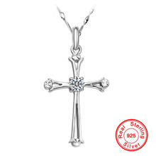 Fashion Cross 925 Sterling Silver Color Necklaces & Pendants For Women Men Silver 925 Jewelry Zircon Choker Statement Necklace 2024 - buy cheap