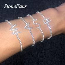 Stonefans Fashion Rhinestone 26 Alphabet Letter Charm Bracelet Jewelry for Women Initial Tennis Chain Name Bracelet Bangle 2024 - buy cheap