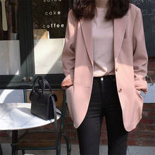 Blazer feminino casual folgado rosa, nova moda coreana, jaqueta, para primavera e outono 2024 - compre barato