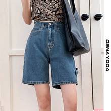 Genayooa Streetwear Biker Shorts Women 2021 Summer Korean Style Blue High Waist Shorts Jeans Ladies Denim Short Feminino 2024 - buy cheap