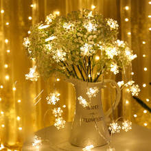 Рождественский Сказочный светильник со снежинками, 3 м, 6 м, 10 м, на батарейках, светодиодный светильник s для рождественской елки, свадебной вечеринки, украшения спальни 2024 - купить недорого