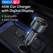 For iPhone 12 Pro ROCK 45W Car Charger With Digital Display Type C PD 20W Fast Charging Phone Charger for Mi 11 LED Display 2024 - buy cheap