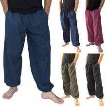 Plus Size Men Cotton Linen Long Pants Solid Color Wide Leg Loose Casual Trousers for men 2024 - buy cheap