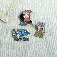 Pin esmaltado de Van Gogh, broches de pintura al óleo de la noche estrellada, joyería artística, alfileres de insignia de artista para mochilas, regalo para mujeres y hombres 2024 - compra barato