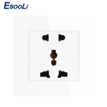 Esooli Universal 5 Hole Outlet Luxury 13A Wall Power Socket White Crystal Glass Panel AC 110~250V wall outlet switch 2024 - buy cheap