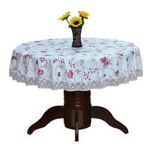 Pastoral Round Table Cloth Plastic Waterproof Oilproof Table Cover Floral Printed Lace Edge Anti Hot Coffee Tea Tablecloth 2024 - buy cheap