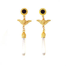 Vintage Baroque Style Anniversary Jewelry Big Pearl&Angel Golden Drop Earrings Hyperbole Women Accessories 2024 - buy cheap