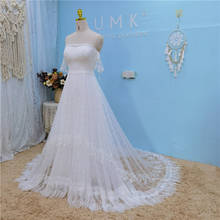 Umk-vestido de noiva boêmio com renda, ombro nu, estrela, manga curta, praia, estilo boho 2024 - compre barato