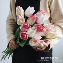 12 шт./лот! Оптовая продажа, 3D печать, настоящие на ощупь искусственные тюльпаны, высокая имитация, латексные цветы, тюльпан, Искусственный Свадебный Декоративный тюльпан 2024 - купить недорого