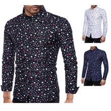 Мужские повседневные рубашки с длинным рукавом, 3 цвета, модная рубашка с принтом со звездой, приталенная Мужская рубашка, s, социальная одежда 2024 - купить недорого
