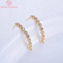 4PCS height 24MM 24K Gold Color Plated Brass with Zircon Earrings Hook High Quality Diy Jewelry Findings Accessories 2024 - buy cheap