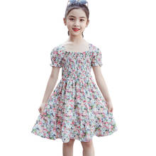 Vestido floral festa menina vestido casual crianças verão traje 6 8 10 12 14 2024 - compre barato