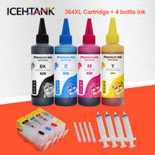 ICEHTANK-cartucho de recarga de tinta 364XL para HP 364, Photosmart 5510, 5515, 7520, Deskjet 3070A, 7510 cartuchos + 100ml, botella de recarga de tinta 2024 - compra barato