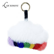 Creative plush color cloud keychain ladies bag rainbow plush key ring pendant car key mouth accessories children's small gift 2024 - buy cheap