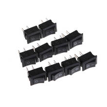 Interruptor basculante negro pequeño, 10 piezas, KCD1-11, 250VAC/3A 6A 125V AC 2P, 10x15MM 2024 - compra barato