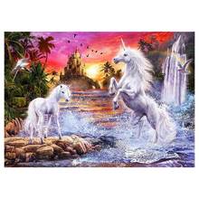 Two White Horse Diamond Embroidery 5D Full Square Diamond Painting Rhinestones Cross Stitch Craft Mosaic Pictures Home Decor 2024 - buy cheap