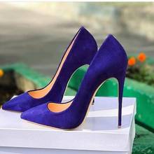 Moraima Snc Royal blue Suede High Heel Shoes Poitned Toe Woman Pumps Sexy Shallow Stiletto Heels Size 35-42 2024 - buy cheap