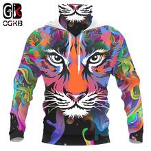 Ogkb máscara hoodies 3d colorido tigre impresso nova moda masculina camisola de manga longa com máscara tinta streetwear homme pulôver 2024 - compre barato