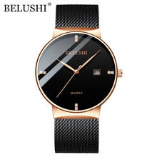 Belushi relógios masculinos fashion ultrafino, malha de aço, relógio de quartzo de marca de luxo, relógio de pulso analógico à prova d'água para negócios, para homens 2024 - compre barato