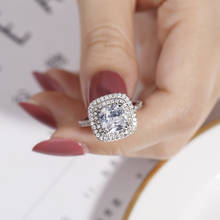 Luxo 4ct quadrado branco safira anel de noivado jóias de pedra preciosa real sólido 100% 925 prata esterlina anéis de casamento para mulher 2024 - compre barato