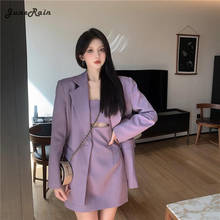 Women Sets Blazer Sleeveless Mini Dress Purple Sheath Fashion Sexy Female Elegant Korean Style Ulzzang Chic Trendy Bodycon Suits 2024 - buy cheap