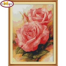 GG Pink Rose Counted Cross Stitch Pattern 11CT 14CT DIY Handcraft Joy Sunday Chinese Cross Stitch Kits for Embroidery Home Decor 2024 - buy cheap