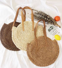 Bolso redondo de Paja para mujer, bolsa de mimbre tejida a mano, Bolso cruzado de playa, estilo bohemio, Bali, 2020 2024 - compra barato