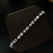 Изумрудно-Ашер в форме сердца бриллиантовый браслет 100% реальные 925 стерлингового серебра обручальные свадебные браслеты для женщин ювелирные изделия 2024 - купить недорого