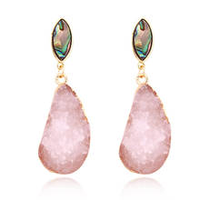 Bohemian Irregular Black Pink Druzy Resin Geode Crystal Earrings Big Long Drop Earrings For Women Jewelry Pendant 2024 - buy cheap