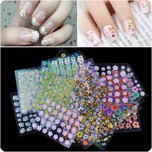 50% shipping fee 100 packs 30 Sheet/pack 3D Mix Color Floral Design Nail Art Stickers Decals Manicure Beautiful Decoration 2024 - buy cheap