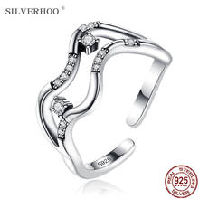 SILVERHOO, кольца из стерлингового серебра 925 пробы для женщин, дизайн с двойным изгибом, Женское кольцо, регулируемые ювелирные изделия, оптовая продажа, подарок на выбор 2024 - купить недорого